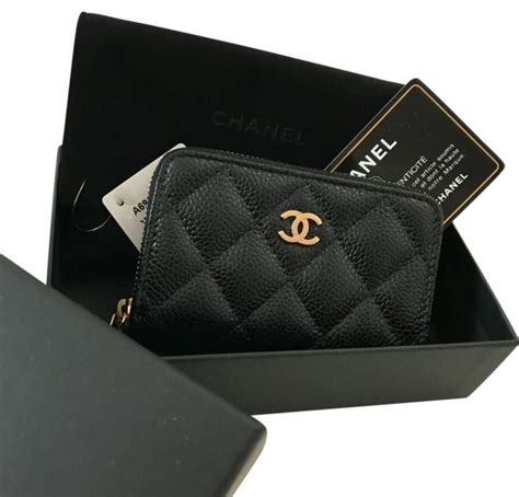 chanel black zipped card holder|Chanel card holder zip around.